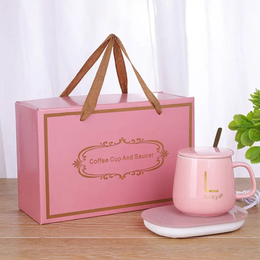 Luxury Coffee / Tea Mug with Warmer Pad Gift Set (Lucky)