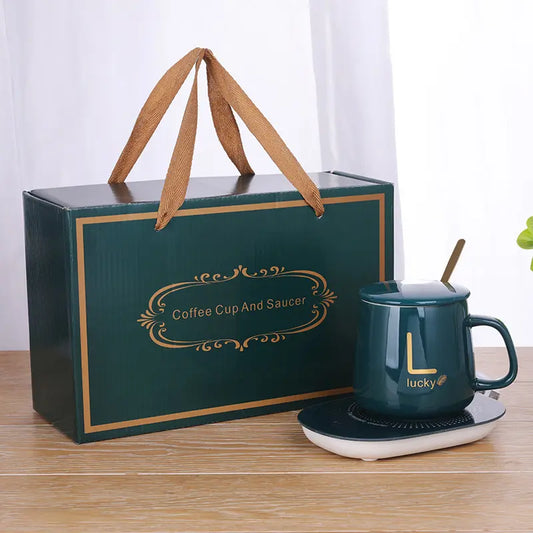 Luxury Coffee / Tea Mug with Warmer Pad Gift Set (Lucky)